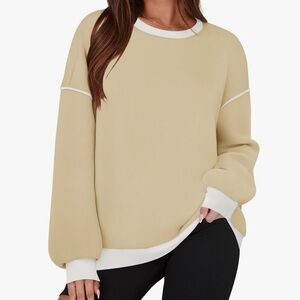 Women's Beige Sweatshirt with White Accents